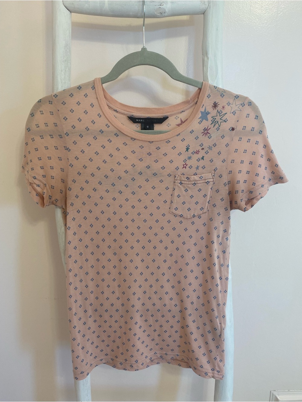 Marc Jacobs Peach Tee with Navy Star Print